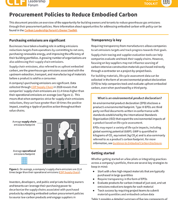 Embodied Carbon Procurement Policies
