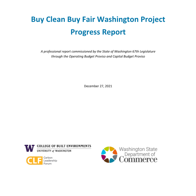 Projet Buy Clean Buy Fair Washington