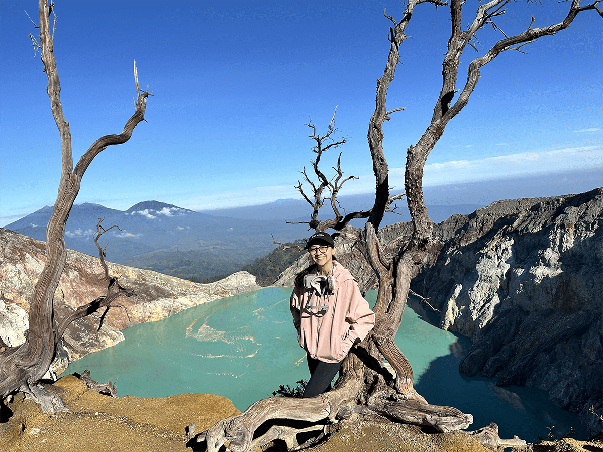 Karisha hiking the Ijen Crater, East Java, Indonesia